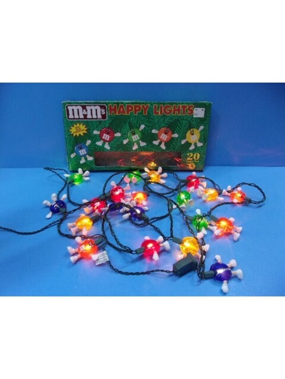 Vintage M&M's Happy Lights Holiday Christmas String of 20 Candy Decoration 1990s